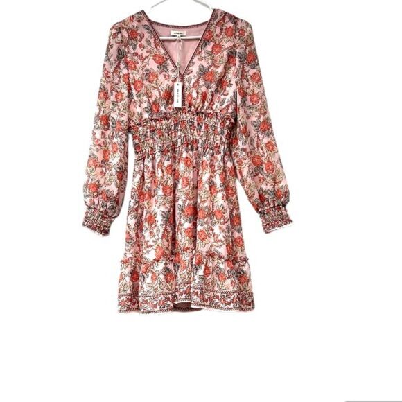 Max Studio V-Neck Smocked Mini Dress S New - Picture 1 of 12